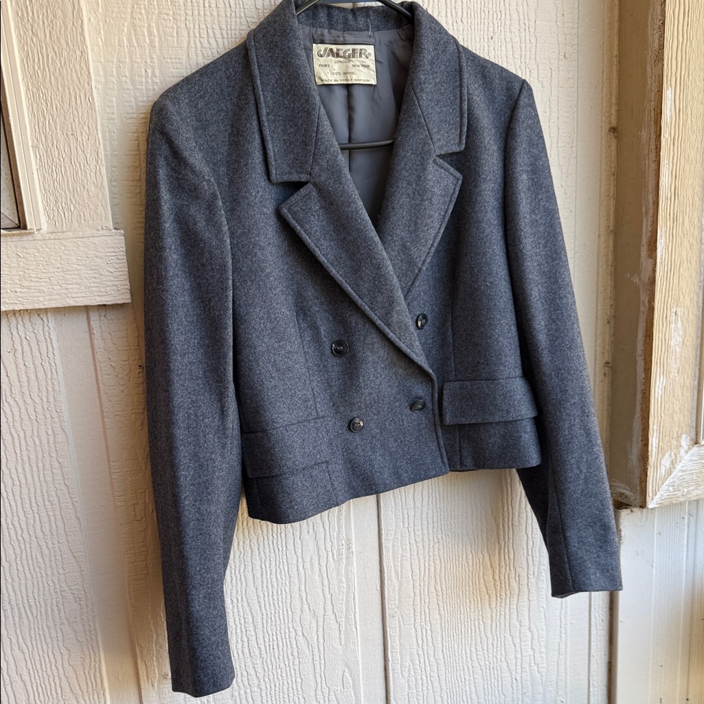 Jaeger Women's Gray Double-Breasted Wool Jacket